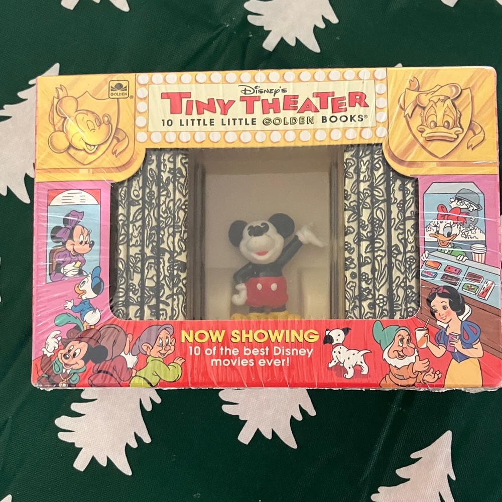 Disney Tiny Theater book set with Mickey Mouse figurine in Black, White, and Red